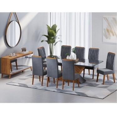 Imagem de Conjunto Mesa De Jantar Retangular 200x90 Pipa Com 8 Cadeiras