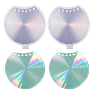 Imagem de 2 peças de molde de silicone holográfico em forma de orelha de mouse para faixa de cabeça faça você mesmo, joias, artesanato, molde de resina de orelha de rato com furos, moldes de bolo de chocolate