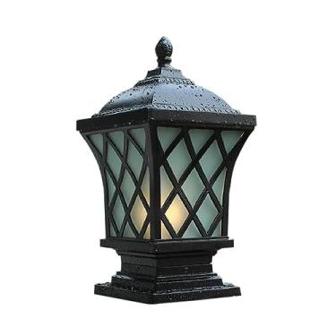 Imagem de CUTPOIY Luzes de poste quadradas europeias ao ar livre IP65 à prova d'água grades de alumínio colunas de vidro luminárias modernas luzes de pilar exterior iluminação de parques de villa jardim (1 peça