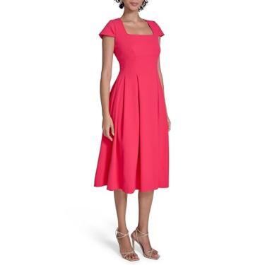 Imagem de Calvin Klein Vestido midi feminino de festa com gola quadrada, Batons, 50