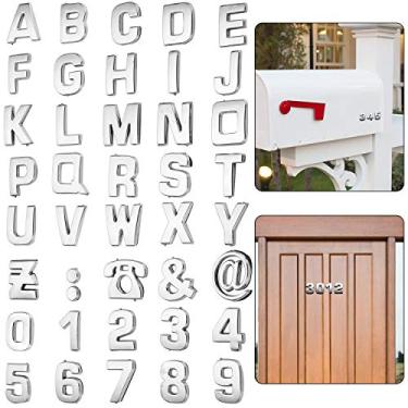 Imagem de Outus 36 peças de caixa de correio 3D número 0-9 adesivos e símbolos de letras adesivos para decoração de caixa de correio de metal para residências de apartamentos e placas (2,8 x 2,5 cm)