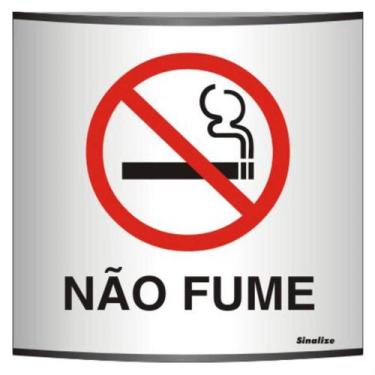 Imagem de Placa de Alumínio Calandrada Auto-Adesiva 14x14cm Não Fume - 500 AK - 