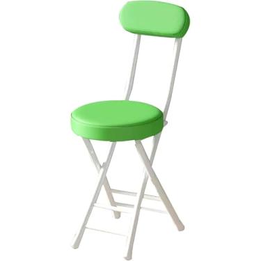 Imagem de Banqueta Dobrável Portátil De 45 Cm / 18 ", Banqueta De Bar Dobrável Para Café Da Manhã Na Cozinha, Cadeira De Metal Acolchoada Com Encosto E Apoio Para Os Pés, Green, One Size