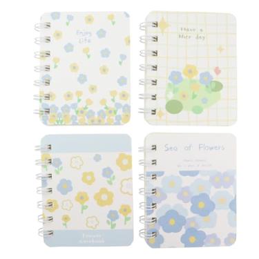 Imagem de Aacehlh 4Pcs Small Spiral Notebooks,Ruled Pages 80 Sheets(160 Pages) Pocket Notebooks,3.14 x4.13 Inch Mini Memo Notepads (Flower)