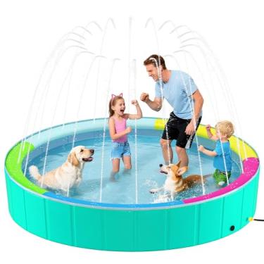 Imagem de Heeyoo Piscina dobrável para cães com irrigador para cães grandes, banheira portátil de plástico rígido PVC para animais de estimação, piscina externa dobrável para animais de estimação, 300 x 50 cm