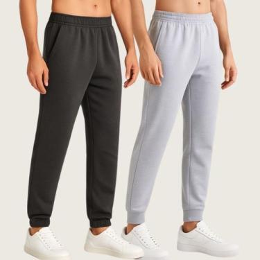 Imagem de Kit 2 Calça Jogger Masculina Moletom com Cós Elástico Conforto e Estil