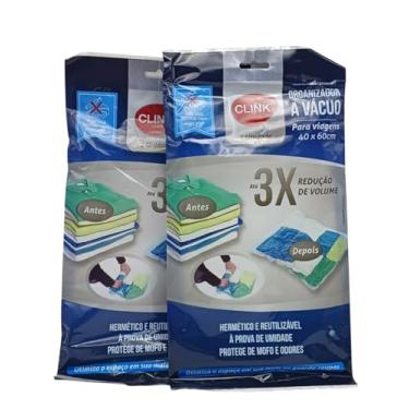 Imagem de Kit Conjunto 2 Sacos a Vácuo Organizador De Roupas Cobertor Economia De Espaço Para Guarda Roupa Mala Protetor Redução Volume (40x60) Sem Uso de Bomba