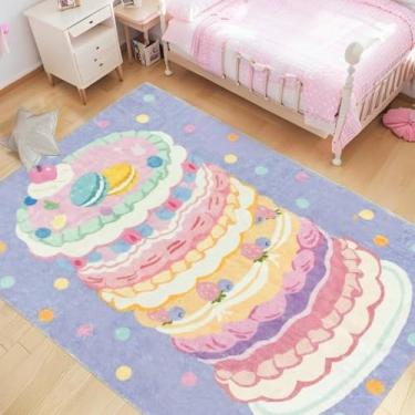 Imagem de Lacomfy Tapete infantil 10 x 1,8 m, tapete de brinquedo para meninas, meninos, quarto, sala de jogos, roxo, rosa, amarelo, lavável, colorido, sobremesa, tapete para sala de estar, quarto de crianças,