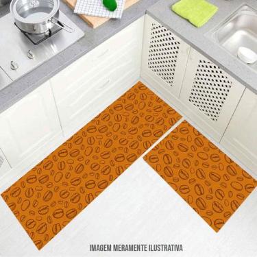 Imagem de kit cozinha passadeira 100x40cm Tapete clássico De Café Marrom 60x40cm