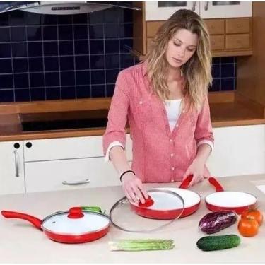 Imagem de Kit 3 Frigideira Panela Revestida Ceramica Titanio - FRIGIDEIRAVERMELH