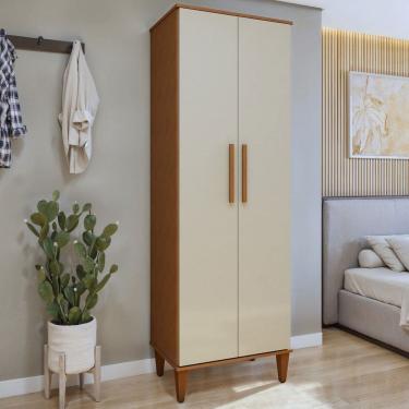 Imagem de Armário Multiuso Aurora 2 Portas 5 Prateleiras Natural/Off White - Kaiki Móveis