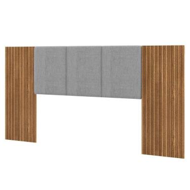 Imagem de Cabeceira Casal Queen 268cm Com Led Dubai Zen Linho Cinza Vila Rica