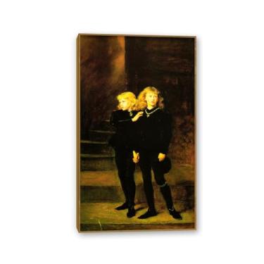Imagem de Príncipes na torre por John Everett Millais Pôster The World Classic Art Reproduções Giclee impressão em tela John Everett Millais Arte de parede 120 x 70 cm (47 x 28 pol) Moldura teca