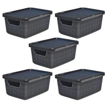 Imagem de Kit 5 Caixas Organizadoras Jutta Preto 2 Litros - Organizador de Maquiagem, Calcinhas, Gavetas, Bijuteria