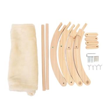 Imagem de Rede de gato de madeira Antislip dobrável Fácil de montar Móveis elevados de rede de animais para gato interno (Estilo de pelúcia)