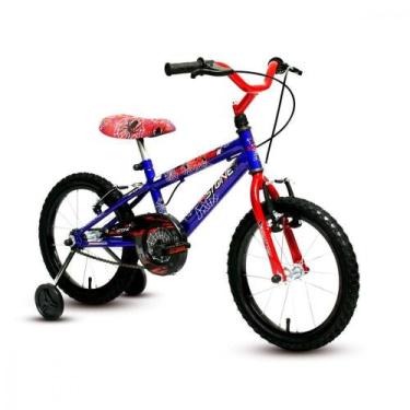 Imagem de Bicicleta Infantil Aro 16 Masculina Homem Aranha Com Rodinha Azul Com 
