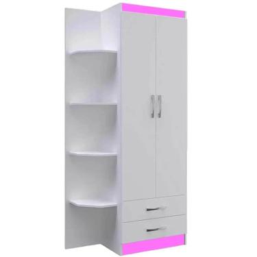 Imagem de Guarda Roupa Infantil com Cantoneira Evidencia 2 Portas Cor Rosa