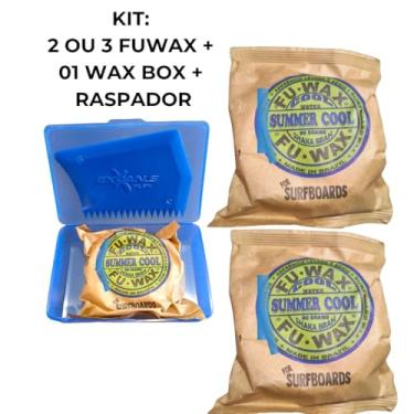 Imagem de Kit Surf Porta Parafina + Raspador + Fu Wax + Chave Kit c/ 2 ou 3 Fuwax + Wax Box + Raspador (Cool Water, Kit c/2 Fuwax)