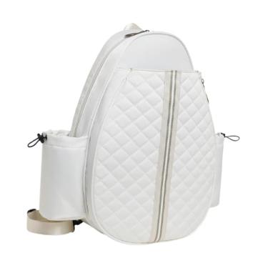 Imagem de Vaveren Bolsa para raquete de badminton, bolsa para tênis, mochila transversal resistente à água, mochila acolchoada para tênis e academias de badminton, Branco