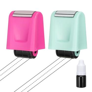 Imagem de PATIKIL 2 peças de carimbos tracejados para prática de linhas de escrita à mão, carimbos de linha de autotinta, tiras de frases de escrita à mão para professores, sala de aula, escritório, casa, rosa