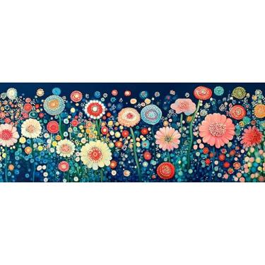 Imagem de Reofrey Kits de arte de diamante grande para adultos, flor, 30 x 80 cm/12 x 31,5 polegadas, kit de pintura de diamante grande com strass redondo, paisagem, tela bordada de ponto cruz DIY para