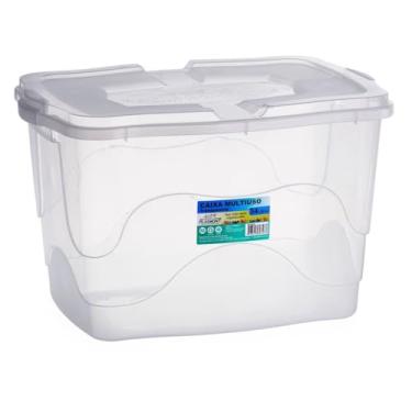 Imagem de Kit Caixa Organizadora 34L Transparente de Plástico Container Para Brinquedos Roupas Livros Documentos (1)