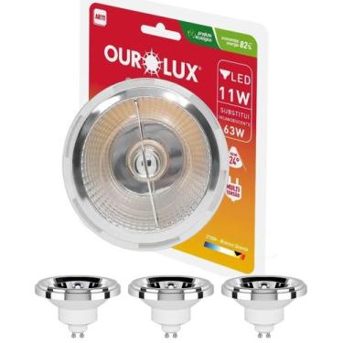 Imagem de 3 Lâmpadas Ar111 Led 11w Bivolt 24 Graus Gu10 Cor da Luz 2700K Amarela