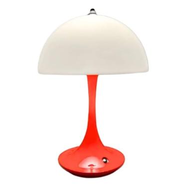 Imagem de Luminária Abajur de Mesa LED Recarregável, 23cm de Altura, 3 Tons de Luz, Sem Fio, c/Dimmer, Disponível em Vermelho, Preto e Branco (Vermelho)