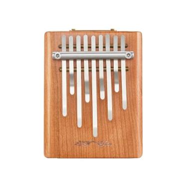 Imagem de Piano pequeno de polegar de 5/9 notas - design acústico aprimorado, instrumento de teclado de dedo Kalimba de madeira cerejeira para músicos iniciantes (9 notas, inverno)