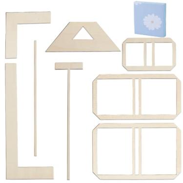 Imagem de AHANDMAKER Ferramenta fácil de encadernação de álbuns, régua em forma de L de madeira, régua em forma de T, guia de espaçamento, conjunto quadrado de corte de canto, ferramenta de encadernação para