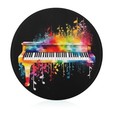Imagem de Tábua de cortar para cozinha, antiderrapante, resistente ao calor, fácil de limpar, teclado de piano colorido, nota musical, tábua de cortar – Presente de cozinha ideal para cozinheiros domésticos