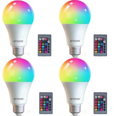 Imagem de Lâmpada LED AFINSEA RGB que muda de cor 9W E27 6500K (pacote com 4)