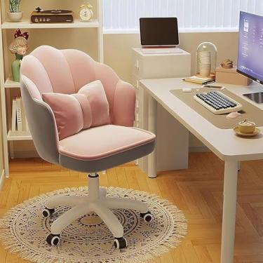 Imagem de Cadeira De Escritório De Veludo, Cadeira Executiva De Spinning, Cadeira De Maquiagem Com Encosto, Cadeira De Computador De Escritório Estofada Confortável Ajustável, C