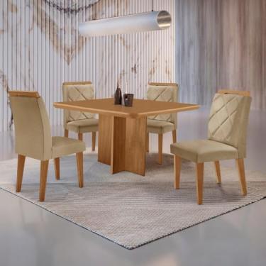 Imagem de Mesa de Jantar Olímpia 90cm MDF Canto copo e com 4 Cadeiras Melissa