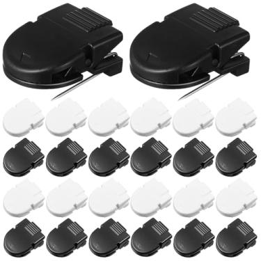 Imagem de VILLCASE 50 peças de clipes de cubículo, acessórios de painel de tecido, divisória de tecido, mensagens, ganchos, fotos de escritório, clipes de parede para fotos, notas e notas, preto e branco