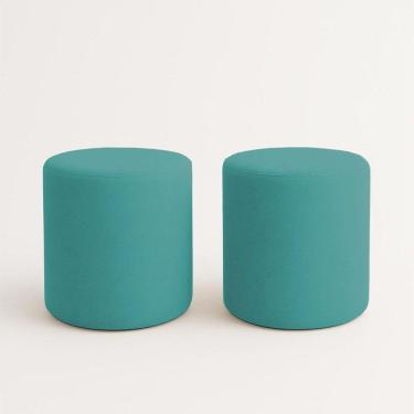 Imagem de Kit 2 Puffs Beca Cilindro Boucle Live - 7 Decor Azul Turquesa