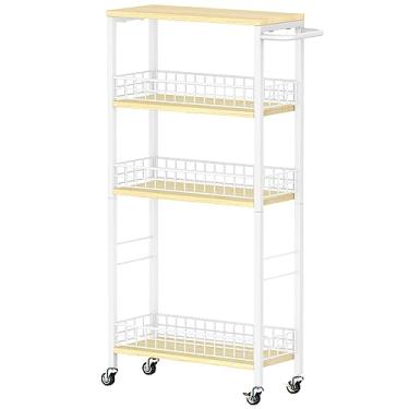 Imagem de Carrinho de armazenamento fino branco estreito armário de armazenamento 4 níveis organização de lavanderia móvel organizador de prateleiras de banheiro móvel carrinho utilitário carrinho deslizante carrinho de cozinha rack de torre para lugares estreitos 19 cm L