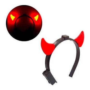 Imagem de Tiara Diabinha Com Luz Led Vermelho Para Festa Halloween - D' Presente