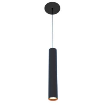 Imagem de Pendente Tubo Cilindro 30cm 1xGU10 Em Madeira - FOXLustres, Preto