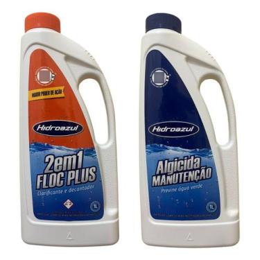 Imagem de Kit Floc Plus 2x1 Clarificante Algicida Manut Hidroazul 1 Lt
