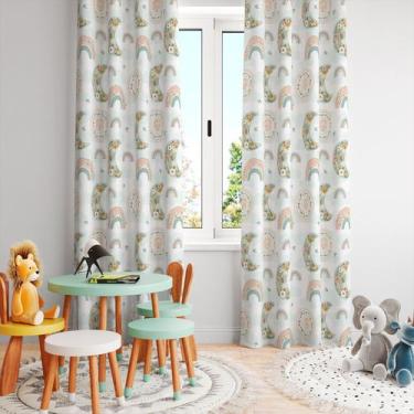 Imagem de Cortina Tecido Oxford Quarto Infantil Lua e Arco Iris CI06 - 280x220cm