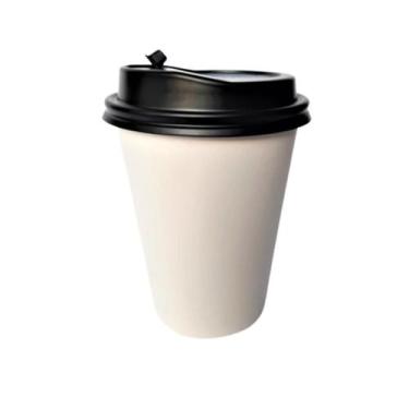Imagem de Copo de Papel Biodegradável 240 ml com Tampa Abre / Fecha 200 unidades