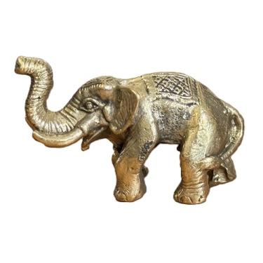 Imagem de Amuleto de elefante da sorte de latão 3,8 cm | Mini amuletos mágicos tailandeses para Feng Shui Negócios Prosperidade Riqueza Poderosa Sorte Dinheiro Berloque de Bolso | Estatueta de Elefante