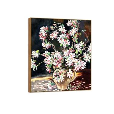 Imagem de BMZFYBS Quadro de madeira impressão em tela flor arte de parede pintura famosa reprodução imagens para sala de estar - vaso de flores 4-decoração de parede pôster 20x25cm8x10in
