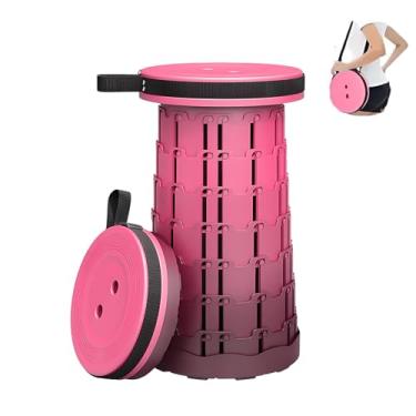 Imagem de HOGXUAE Banqueta telescópica portátil, banqueta dobrável retrátil para acampamento, jardim, pesca, caminhadas, viagens, churrasco, bancos dobráveis ajustáveis (roxo gradiente)