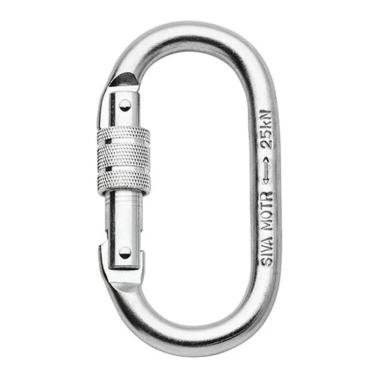 Imagem de 2X Fecho Gancho Mosquetão Oval Aço Trava Rosca 25Kn Alpinism