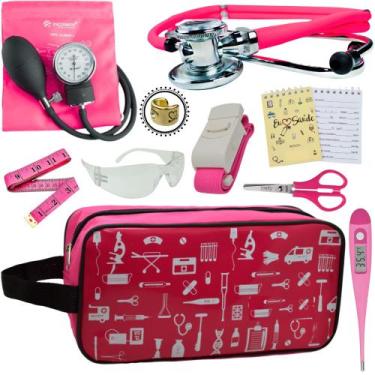 Imagem de Kit Academico Enfermagem Premium Preto Completo - Love Saude, ROSA EST
