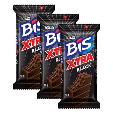 Imagem de Bis Xtra Black Lacta Kit 3 Unidades De 45G