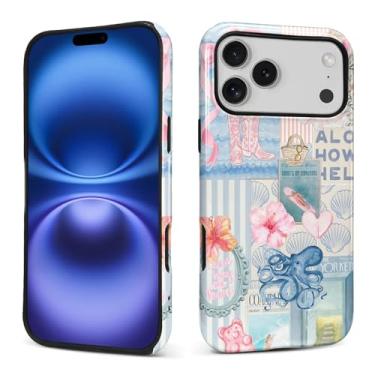 Imagem de ANLUN STORE Capa para iPhone 17 Pro Max, proteção dupla híbrida macia TPU rígido PC à prova de choque, antiarranhões, fina, protetora para iPhone 17 Pro Max Beachy Blue Coastal Collage Design