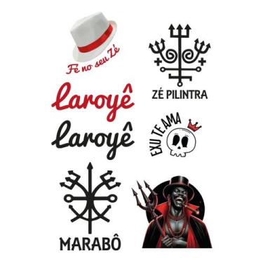 Imagem de Cartela de Adesivos Umbanda Zé Pilintra Exu e PombaGira 7 un - flash